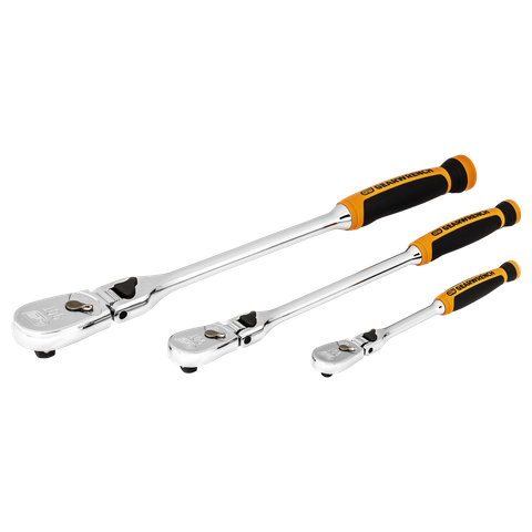 GEARWRENCH Flex Head Ratchet 1/4in, 3/8in & 1/2in Dr Dual Material 3pc Set