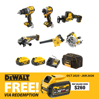DeWalt XR Cordless Combo Kit Brushless 6pc 18V 5Ah