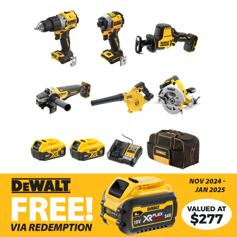 DeWalt XR Cordless Combo Kit Brushless 6pc 18V 5Ah