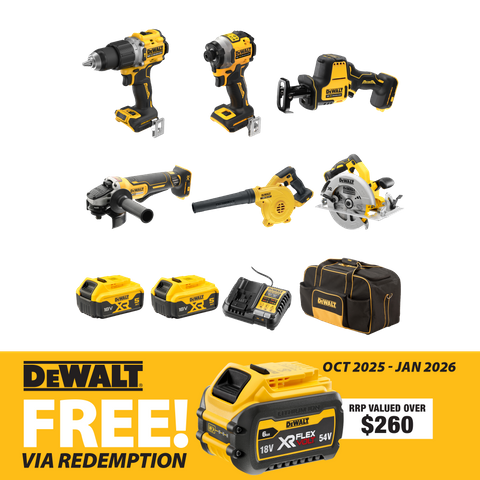 DeWalt XR Cordless Combo Kit Brushless 6pc 18V 5Ah