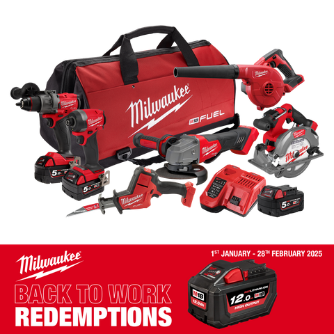 Milwaukee M18 FUEL Cordless Power Pack Brushless 6pc Kit 6A4 18v 5Ah