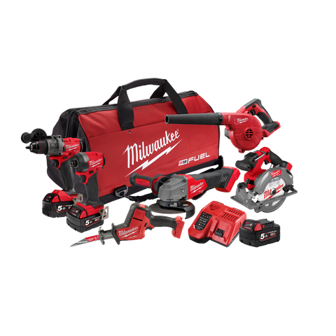 Milwaukee M18 FUEL Cordless Power Pack Brushless 6pc Kit 6A4 18v 5Ah