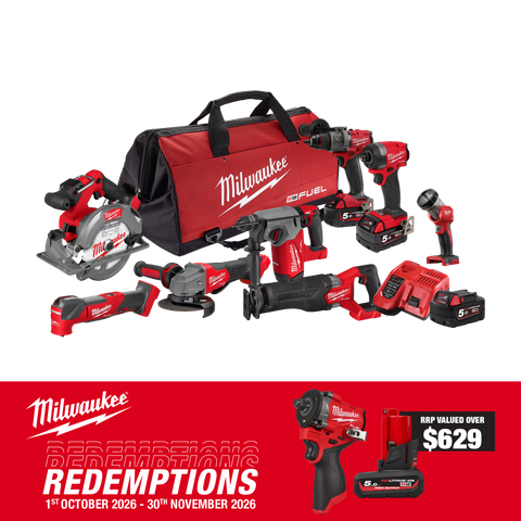 Milwaukee M18 FUEL Cordless Power Pack Brushless 8pc Kit 8A4 18V 5Ah