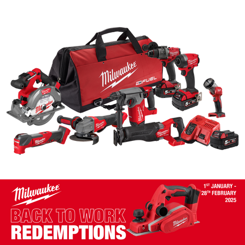 Milwaukee M18 FUEL Cordless Power Pack Brushless 8pc Kit 8A4 18V 5Ah