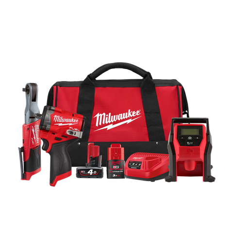 Milwaukee M12 FUEL Cordless Power Pack 3pc 3G2 12V 4Ah/3Ah