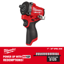 Milwaukee M12 FUEL Cordless Impact Wrench Stubby Gen2 1/2in 12V - Bare Tool