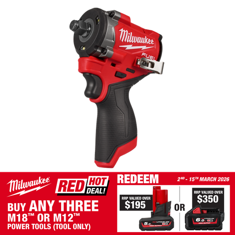 Milwaukee M12 FUEL Cordless Impact Wrench Stubby Gen2 1/2in 12V - Bare Tool