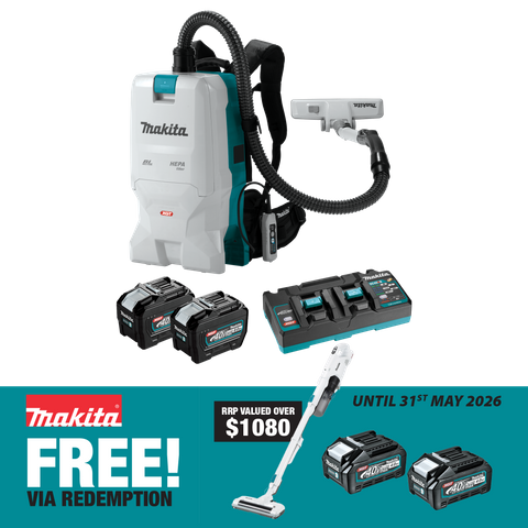 Makita XGT Backpack Vacuum Cleaner 28mm Brushless 40v 8Ah