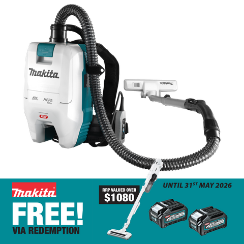 Makita XGT Cordless Backpack Vacuum Cleaner 28mm 40v - Bare Tool