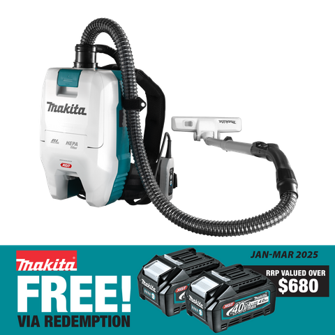 Makita XGT Cordless Backpack Vacuum Cleaner 28mm 40v - Bare Tool