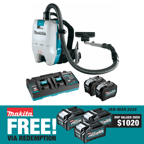 Makita XGT Cordless Backpack Vacuum Cleaner 32mm 40v 8Ah