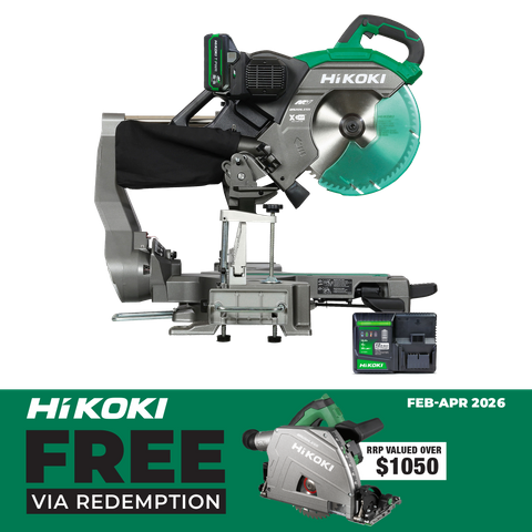 HiKOKI Cordless Slide Compound Mitre Saw 305mm 36v (PWR) 4Ah