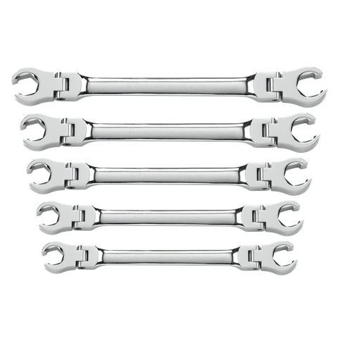 GEARWRENCH Flex Headed Double Flare Nut Wrech Metric 5pc Set