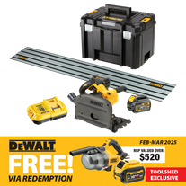 DeWalt FLEXVOLT Cordless Plunge Saw 165mm Brushless 54V Kit with 1.5m Rail