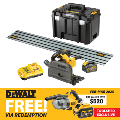 DeWalt FLEXVOLT Cordless Plunge Saw 165mm Brushless 54V Kit with 1.5m Rail