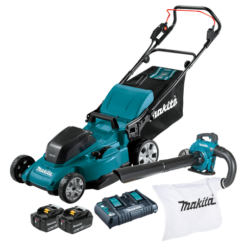 Makita LXT Cordless Lawn Mower & Blower 36V 5Ah Kit