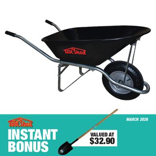 ToolShed Wheelbarrow 72L Steel Tray with Shovel