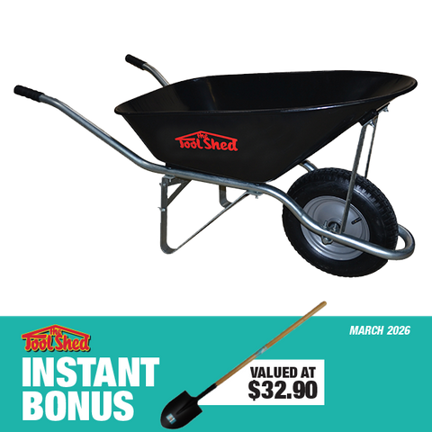 ToolShed Wheelbarrow 72L Steel Tray with Shovel