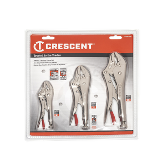 Crescent Curved Jaw Locking Plier With Wire Cutter Set 3pc