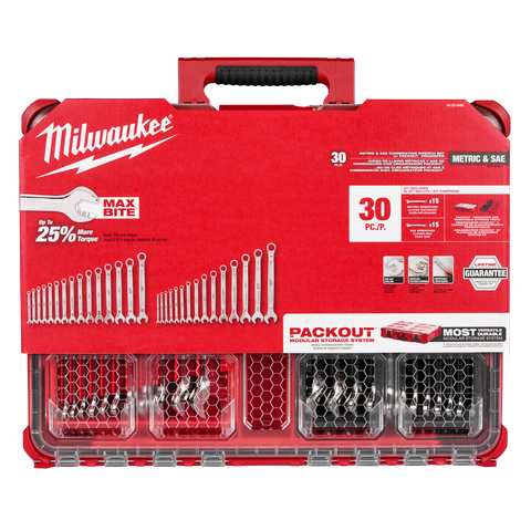 Milwaukee PACKOUT Spanner Combination Set 30pc Metric & SAE