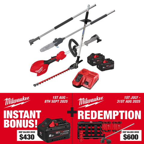 Milwaukee M18 FUEL Outdoor Power Head Gen2 3pc Kit 18V 8Ah