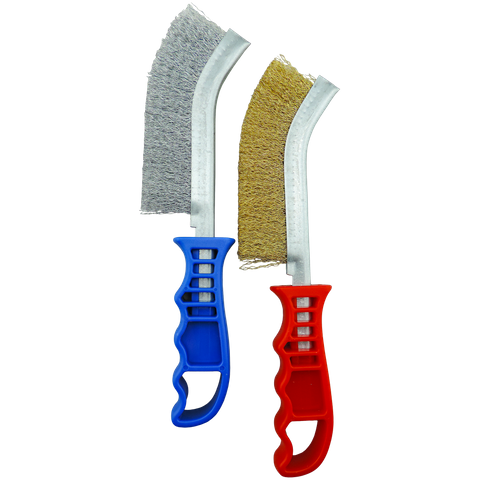 ToolShed Hand Wire Brush Heavy Duty Curved Steel Red Handle 265mm