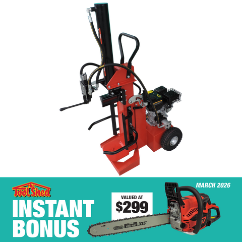 ToolShed Petrol Powered Log Splitter 15 Tonne with Chainsaw