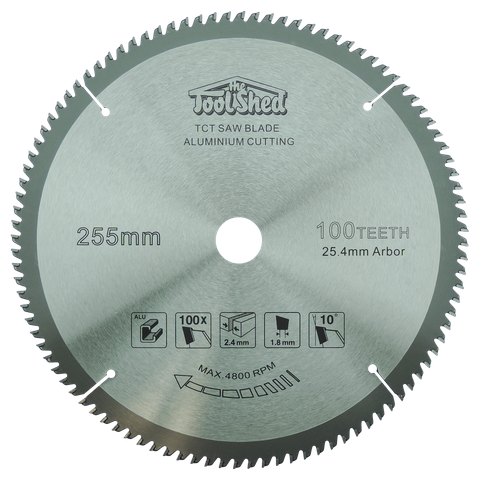 ToolShed Mitre/Table Saw Blade Aluminium TCT 255mm x 100T