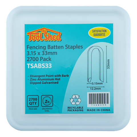 ToolShed Fencing Batten Staples 3.15 x 33mm 2700 Pack