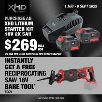 XHD Lithium Starter Kit 18V 2x 5Ah with Reciprocating Saw Brushless 18V