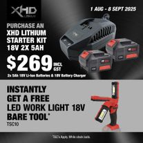 XHD Lithium Starter Kit 18V 2x 5Ah with LED Work Light 18V