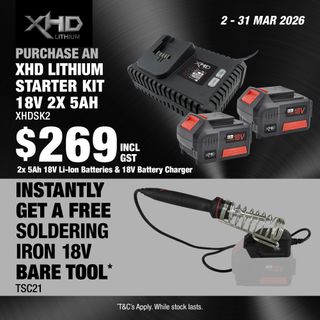 XHD Lithium Starter Kit 18V 2x 5Ah with Soldering Iron 18V