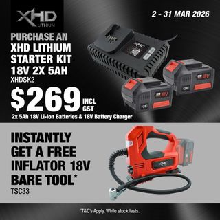 XHD Lithium Starter Kit 18V 2x 5Ah with Inflator 18V