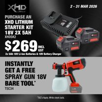 XHD Lithium Starter Kit 18V 2x 5Ah with Spray Gun 18V