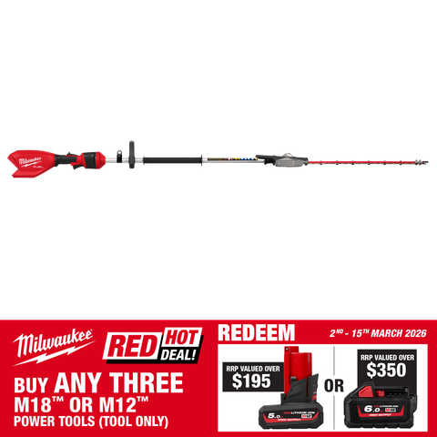 Milwaukee M18 FUEL Cordless Pole Hedge Trimmer Articulating 2.1m 18V - Bare Tool