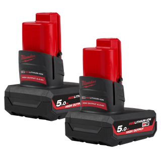 Milwaukee M12 REDLITHIUM High Output Battery 12V 5Ah Twin Pack
