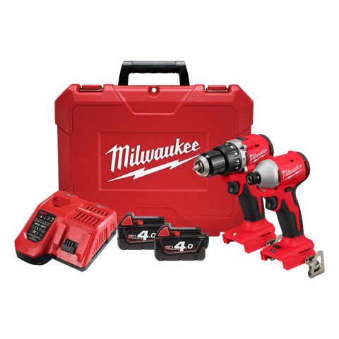 Milwaukee M18 Brushless Hammer Drill and Impact Driver 18V 4Ah