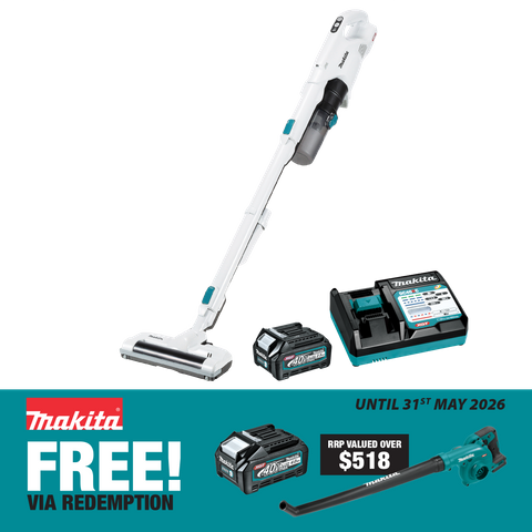 Makita XGT Cordless Vacuum Cyclonic Stick Powered Head 400ml Brushless 40v 2.5Ah