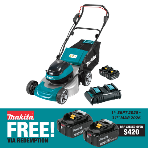 Makita LXT Cordless Lawn Mower Brushless 460mm 36v (2x18V) 5Ah