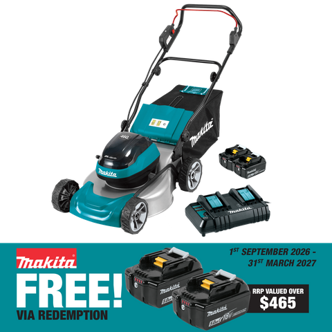 Makita LXT Cordless Lawn Mower Brushless 460mm 36v (2x18V) 5Ah