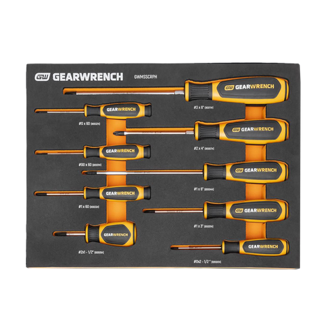 GEARWRENCH Dual Material Phillips Screwdriver Set 9pc in EVA Tray