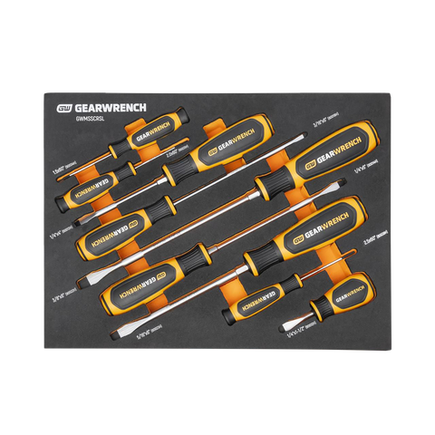 GEARWRENCH Dual Material  Slotted Screwdriver Set 9pc in EVA Tray