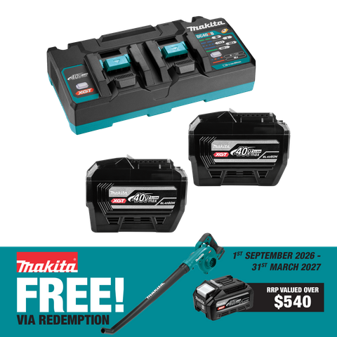 Makita XGT Starter Kit with Tabless 8Ah Battery and Dual Port Charger