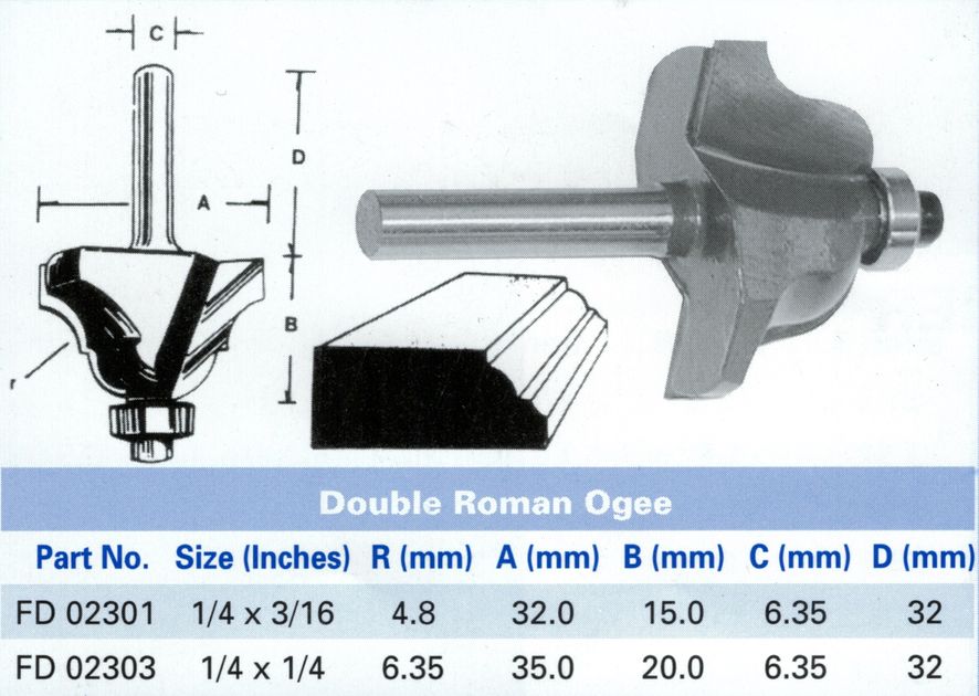 Double Roman Ogee Bits