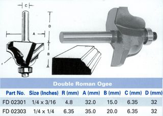 Mastercut Router Bit Double Roman Ogee 1/4in x 3/16in