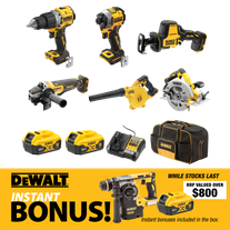 DeWalt XR Cordless Combo Kit Brushless 6pc 18V 5Ah with Bonus