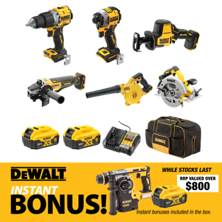 DeWalt XR Cordless Combo Kit Brushless 6pc 18V 5Ah with Bonus