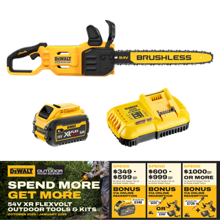 DeWalt FLEXVOLT Chainsaw Brushless 45cm/18in 54V 6Ah