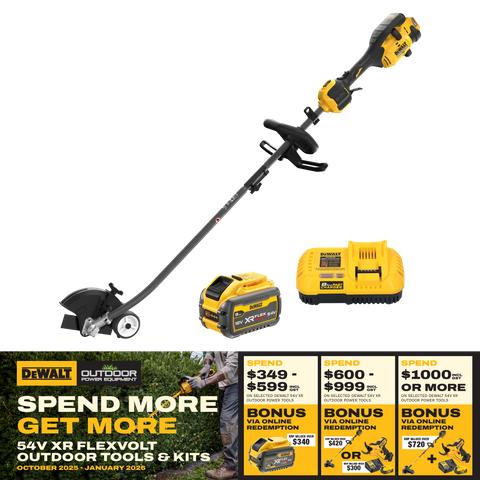 DeWalt Split Boom Power Head with Edger Attachment 54V 9Ah