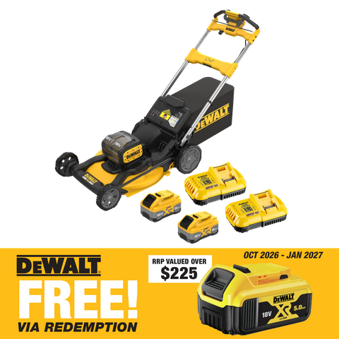 DEWALT Lawn Mower 21in/530mm Self Propelled 36V (2x 18V) 8Ah